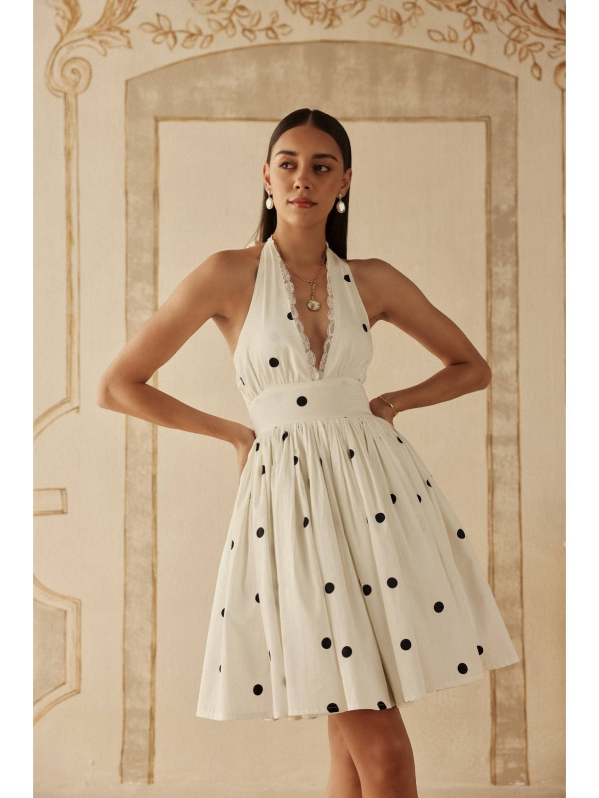 Women White Cotton Mini Dress | D56 - view 3