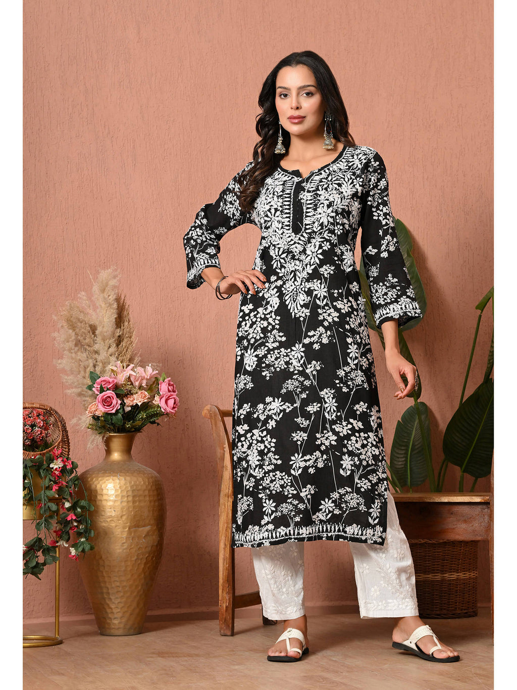 Women Blue Embroidered Mulmul Kurta | KDG - view 55