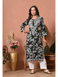 Women Blue Embroidered Mulmul Kurta | KDG - view 55