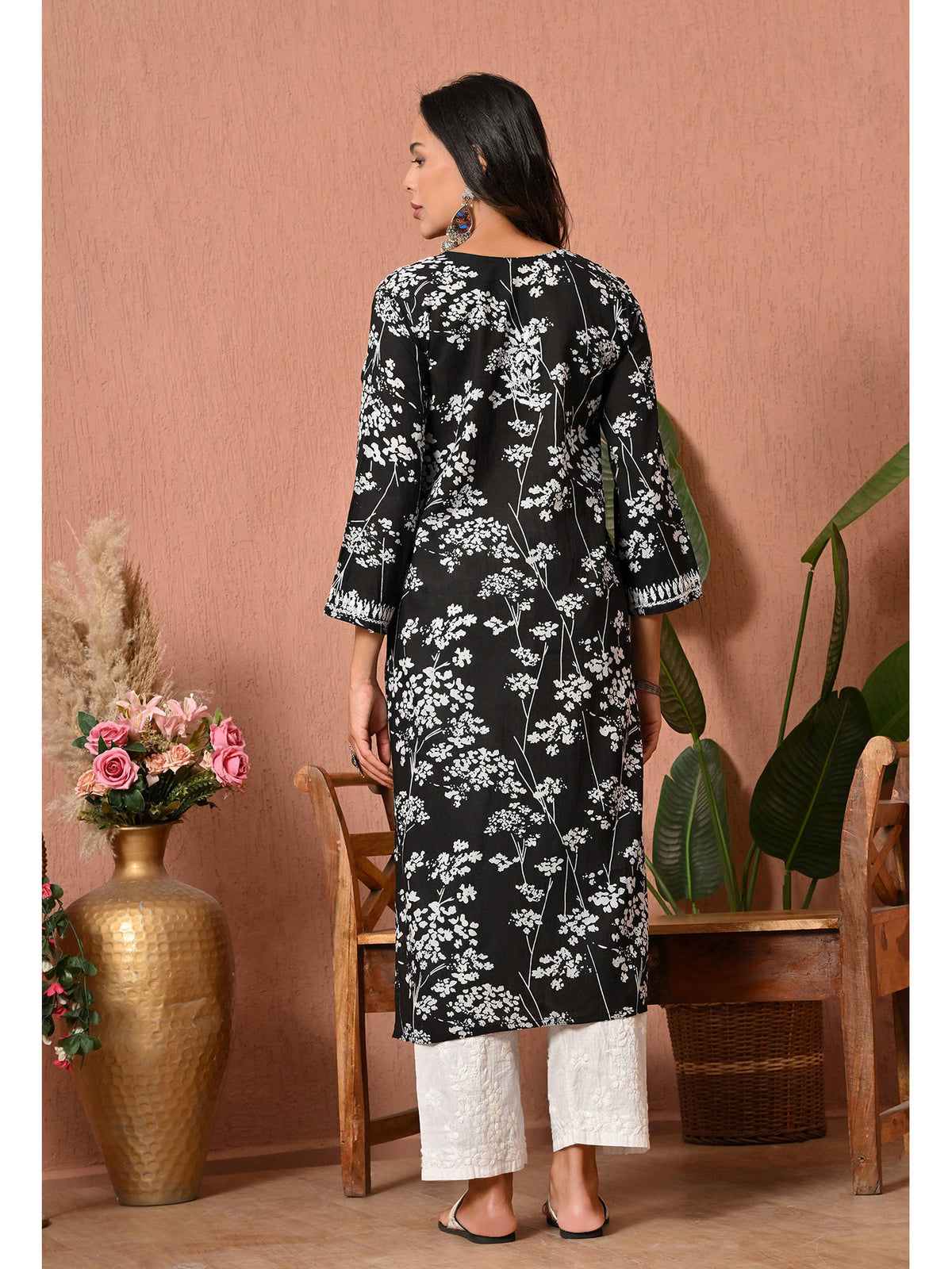 Women Blue Embroidered Mulmul Kurta | KDG - view 56