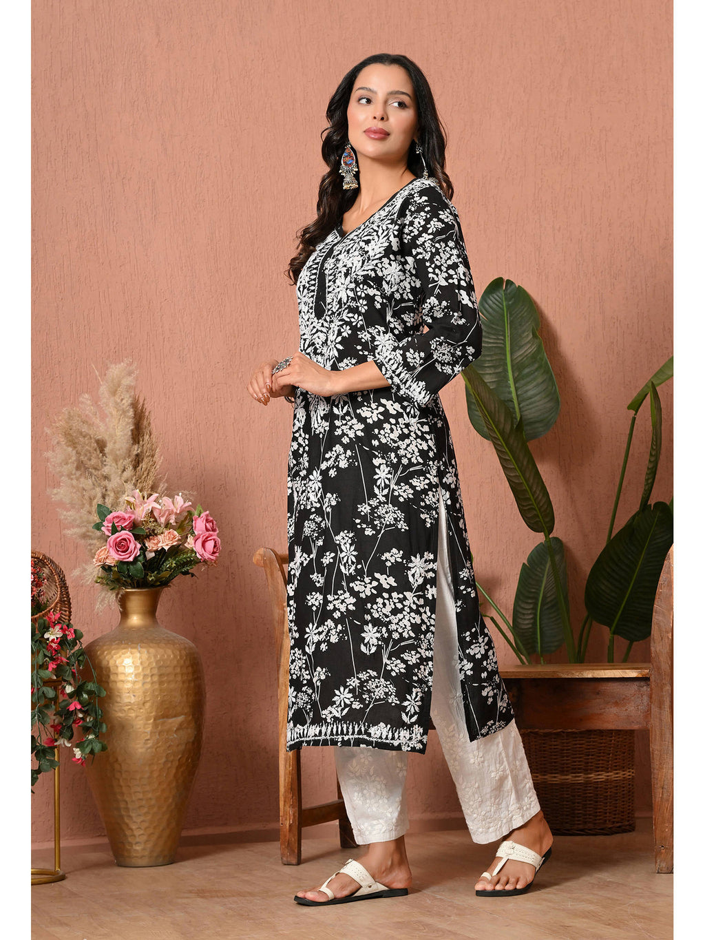 Women Blue Embroidered Mulmul Kurta | KDG - view 57