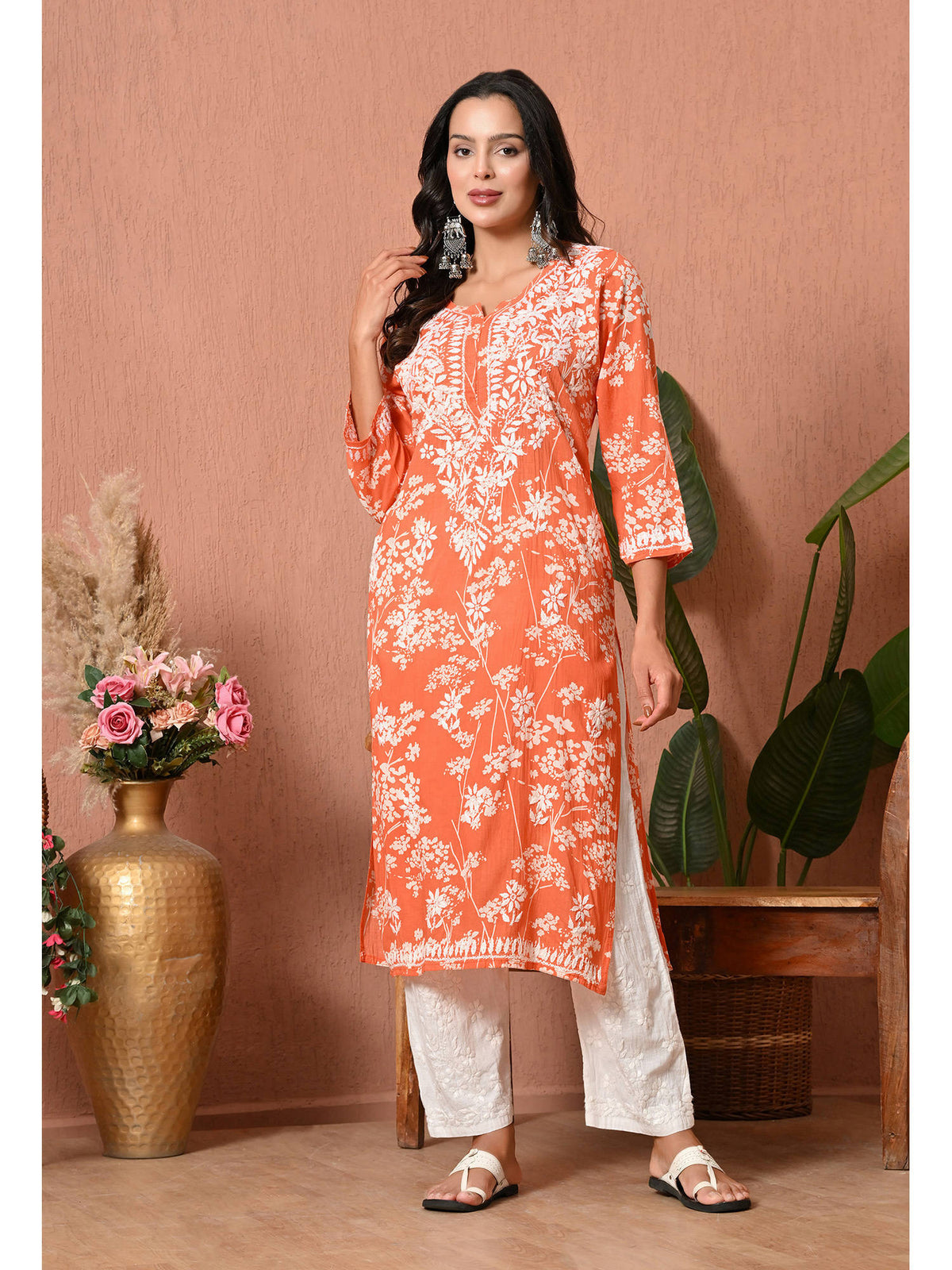 Women Blue Embroidered Mulmul Kurta | KDG - view 48