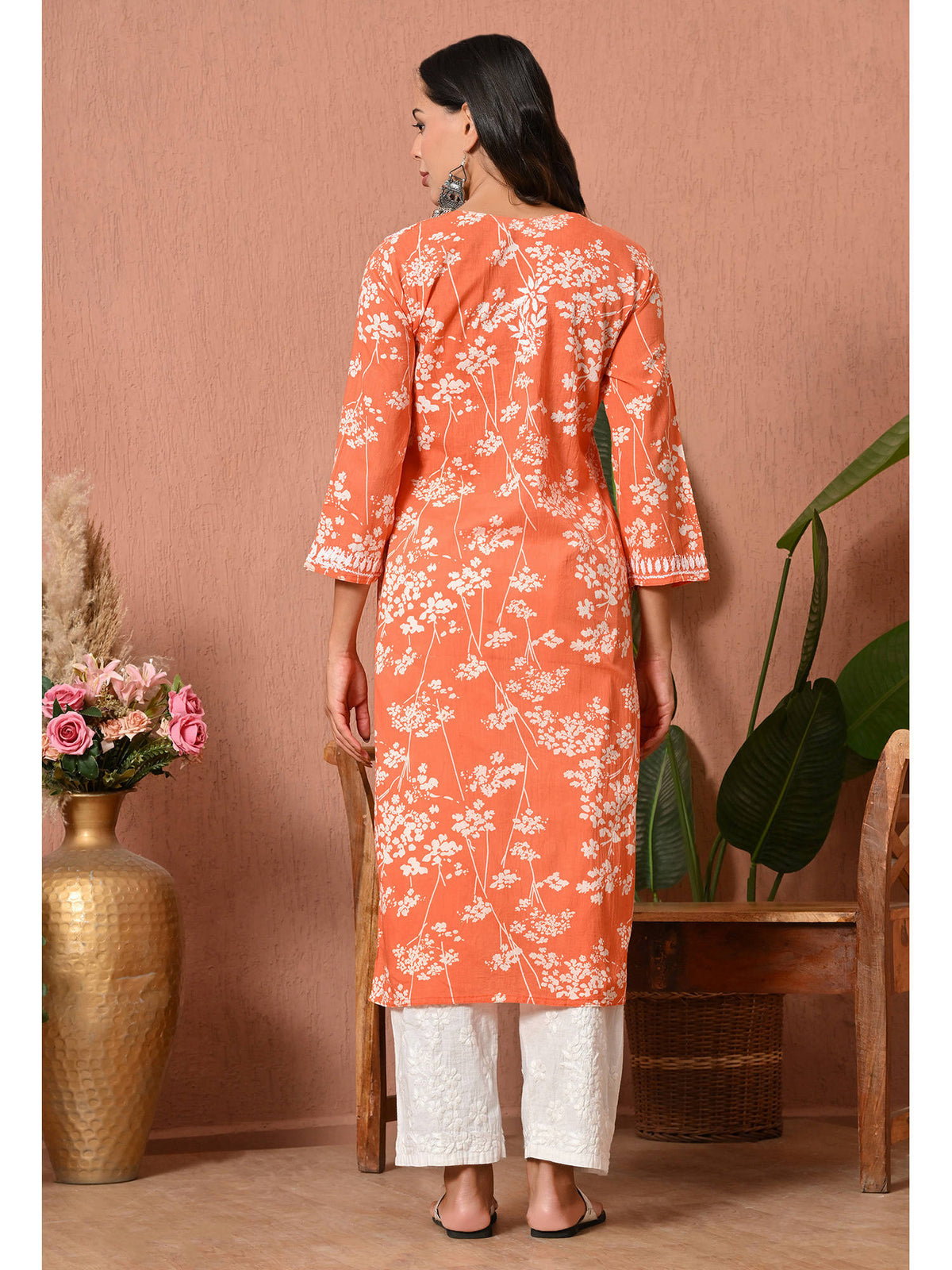 Women Blue Embroidered Mulmul Kurta | KDG - view 49