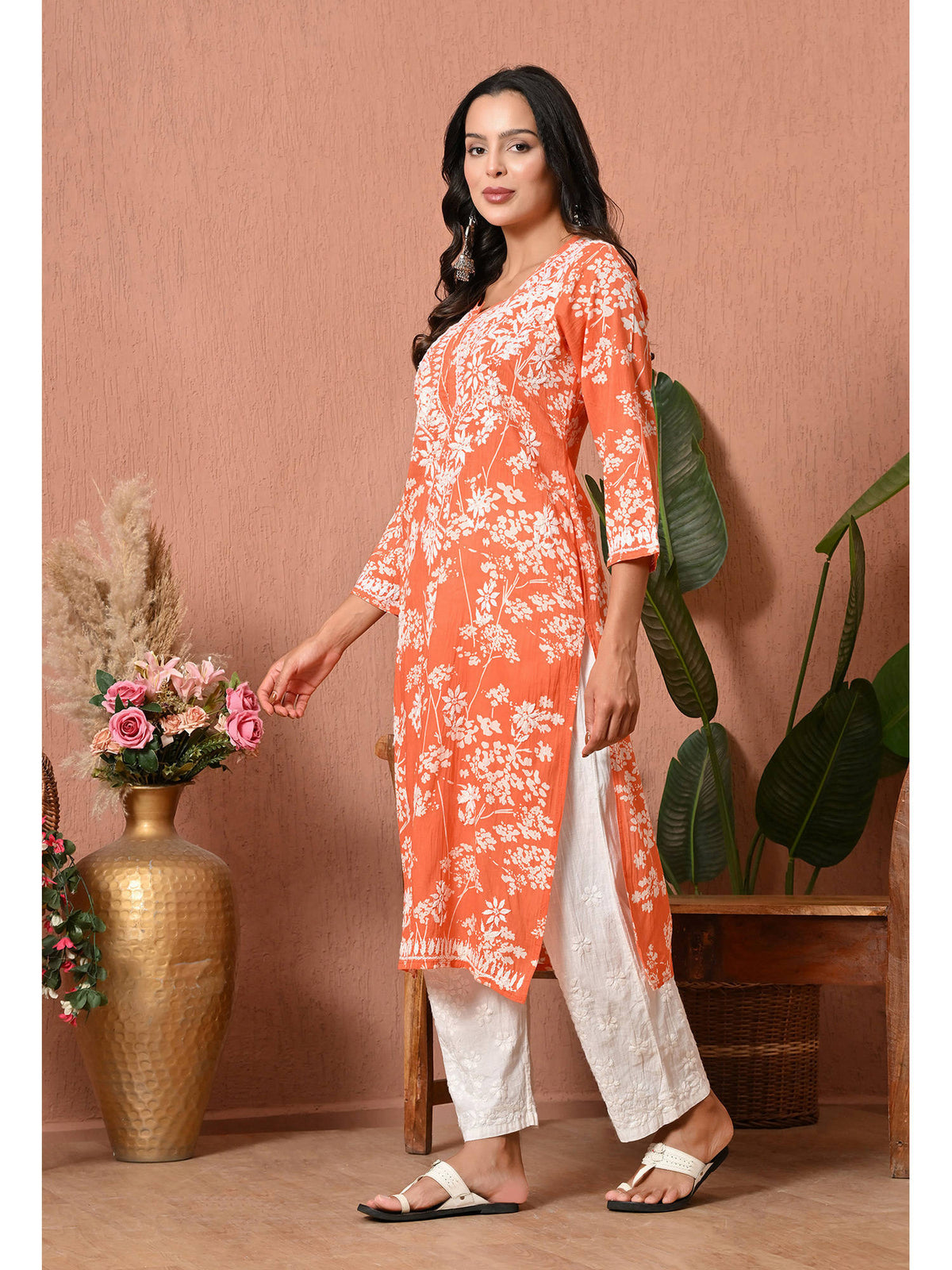 Women Blue Embroidered Mulmul Kurta | KDG - view 50