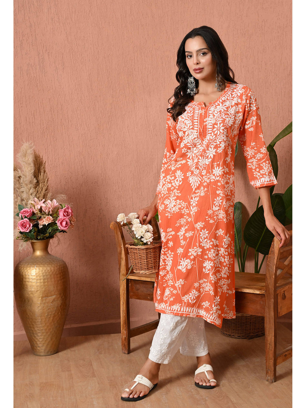 Women Blue Embroidered Mulmul Kurta | KDG - view 51