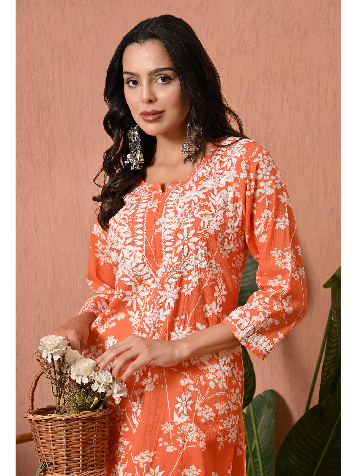 Women Blue Embroidered Mulmul Kurta | KDG - view 53
