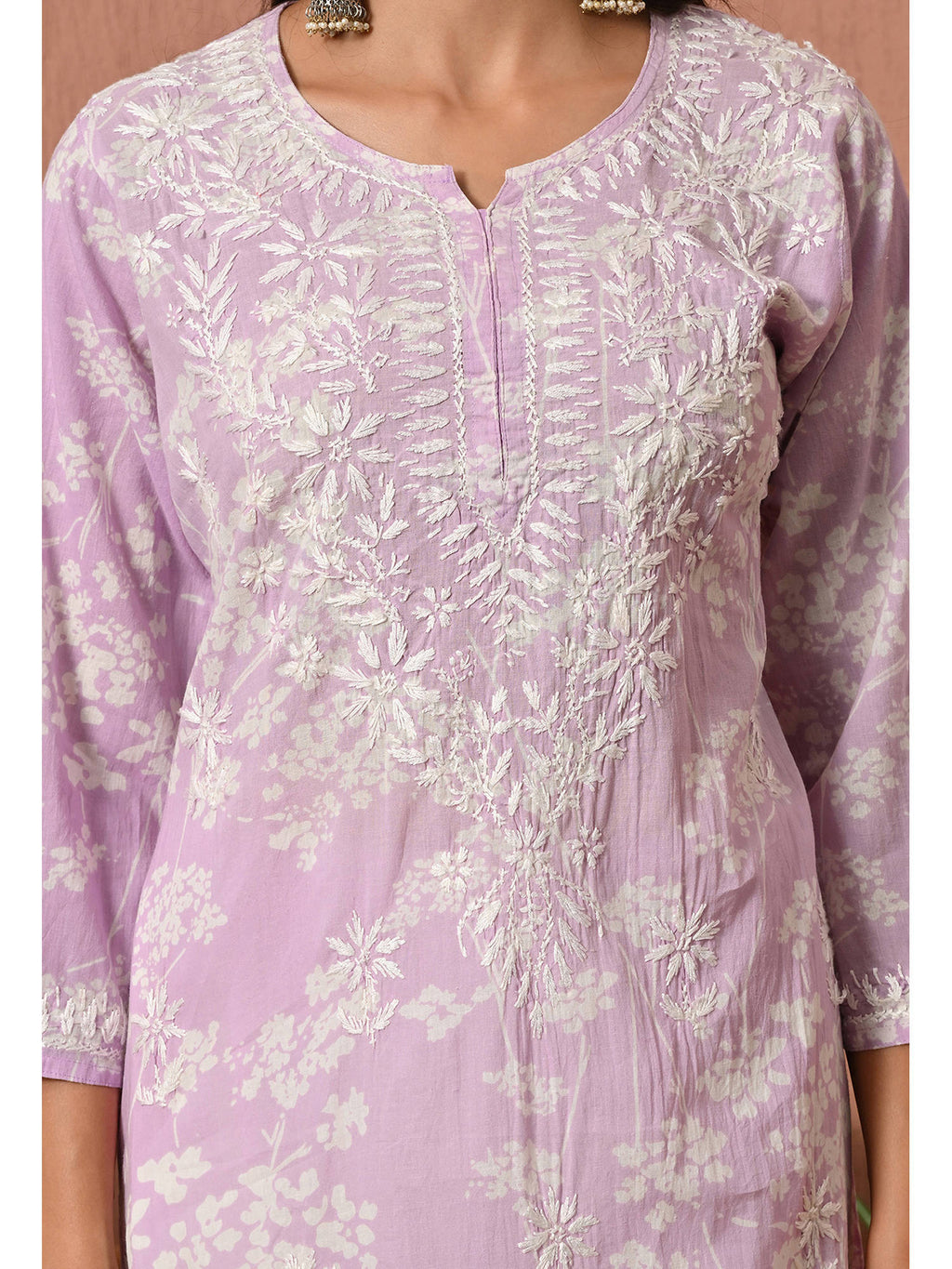 Women Blue Embroidered Mulmul Kurta | KDG - view 46