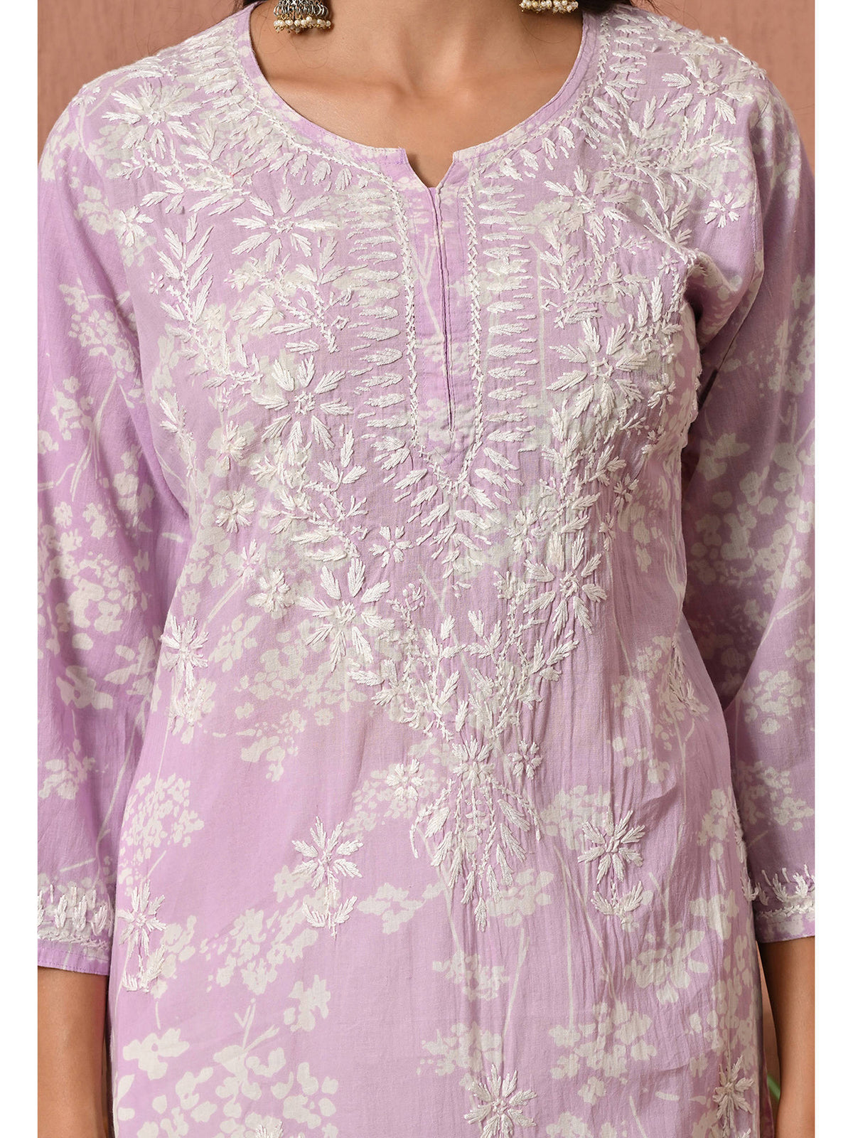 Women Blue Embroidered Mulmul Kurta | KDG - view 46
