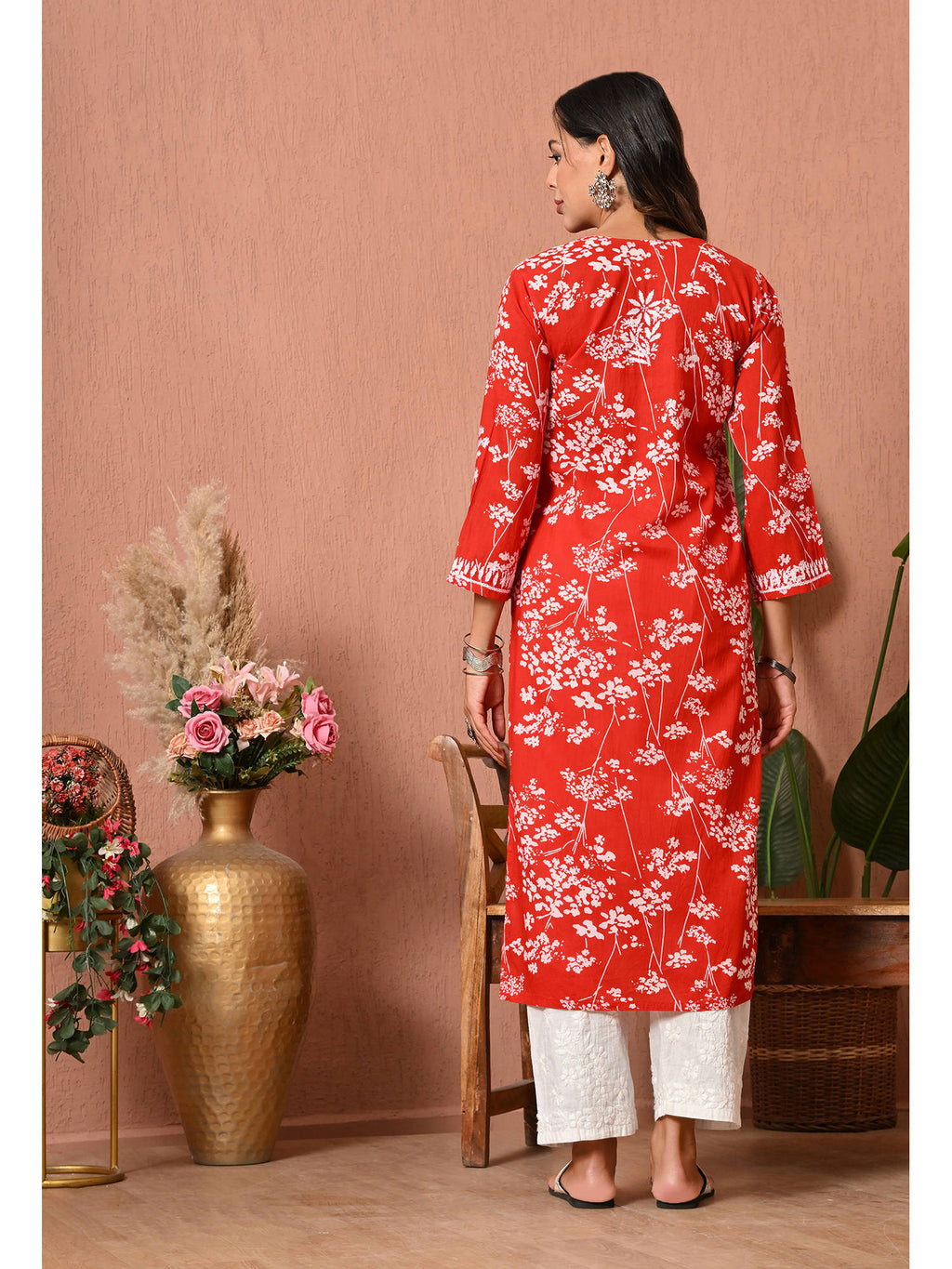 Women Blue Embroidered Mulmul Kurta | KDG - view 18
