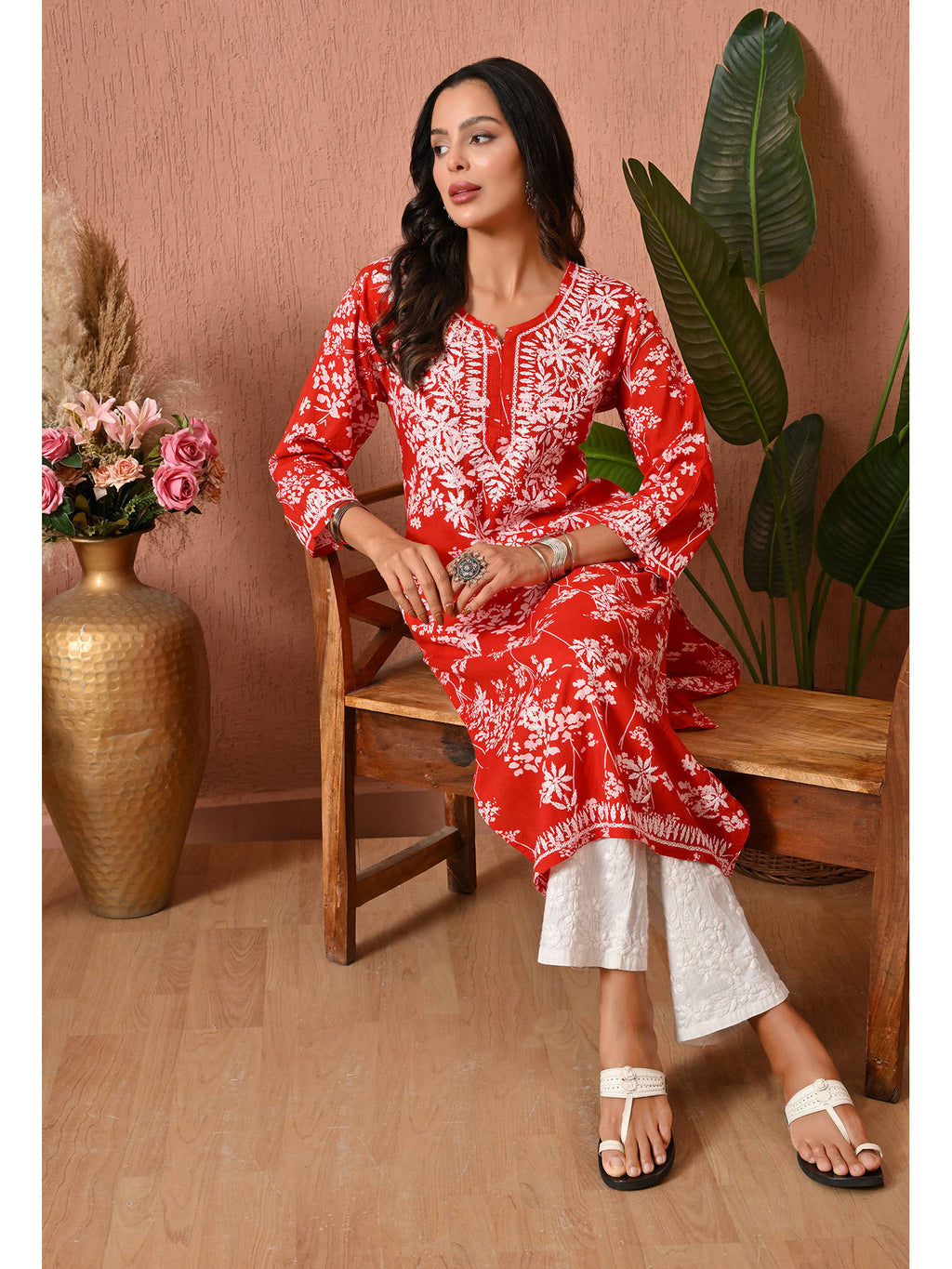 Women Blue Embroidered Mulmul Kurta | KDG - view 20