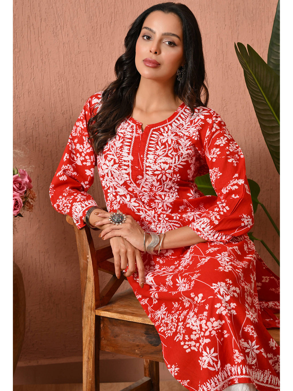 Women Blue Embroidered Mulmul Kurta | KDG - view 21
