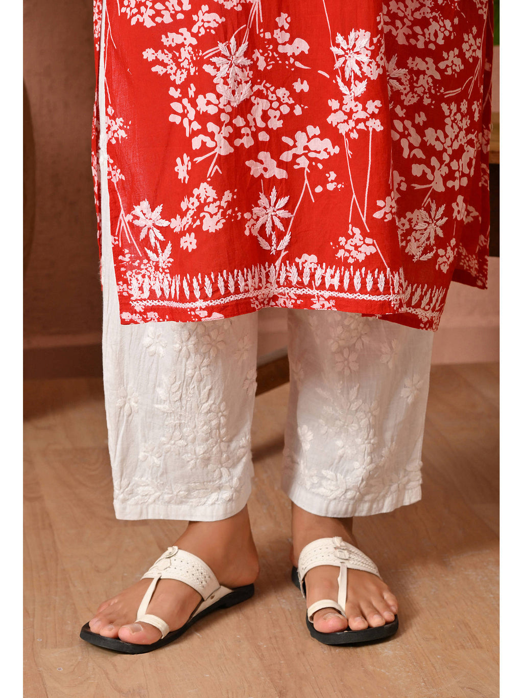 Women Blue Embroidered Mulmul Kurta | KDG - view 22