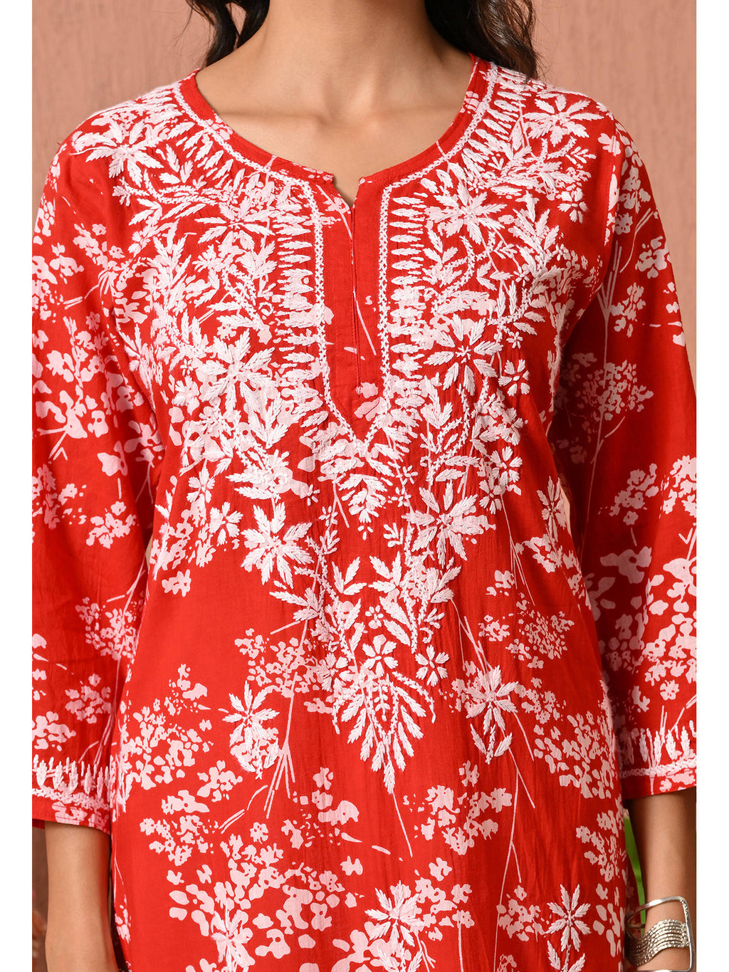 Women Blue Embroidered Mulmul Kurta | KDG - view 23
