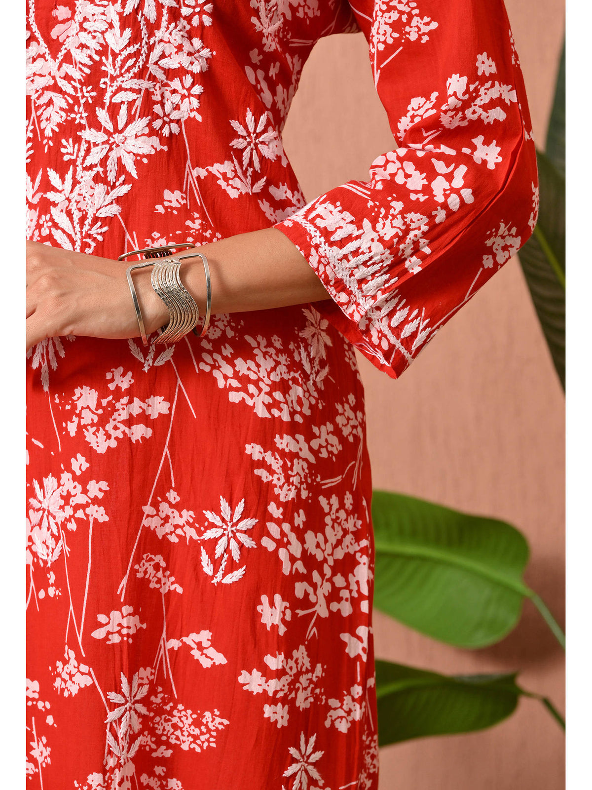 Women Blue Embroidered Mulmul Kurta | KDG - view 24