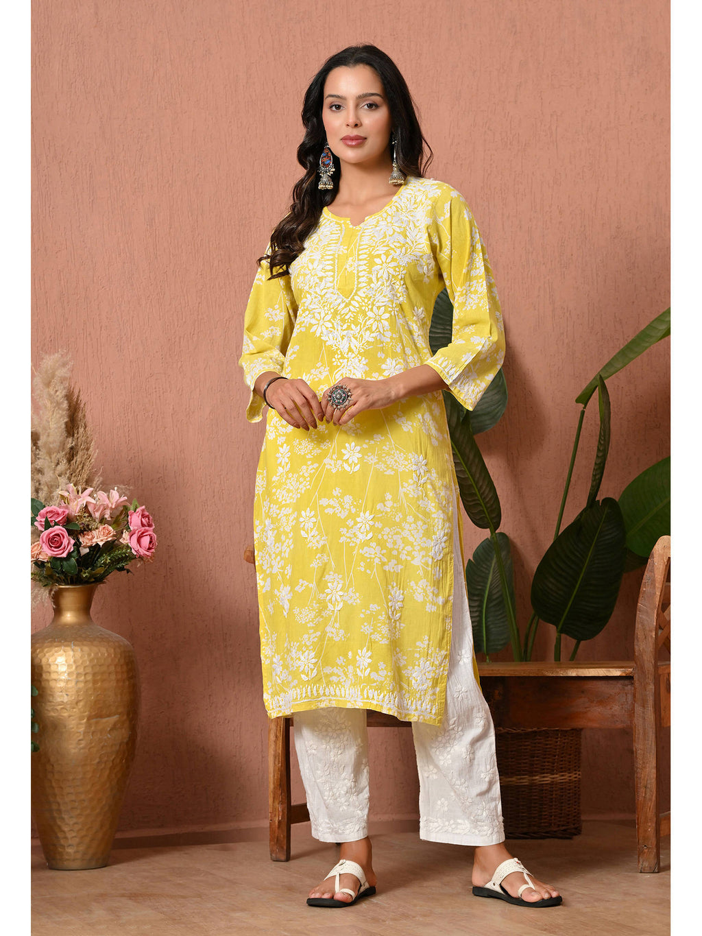 Women Blue Embroidered Mulmul Kurta | KDG - view 33