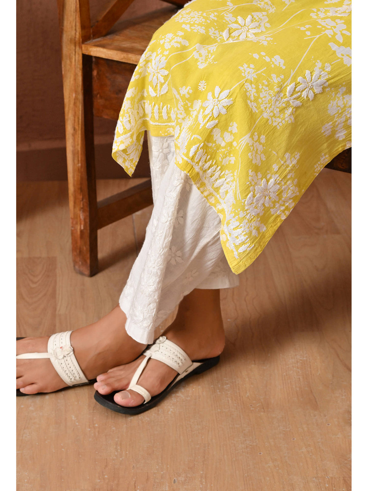 Women Blue Embroidered Mulmul Kurta | KDG - view 37