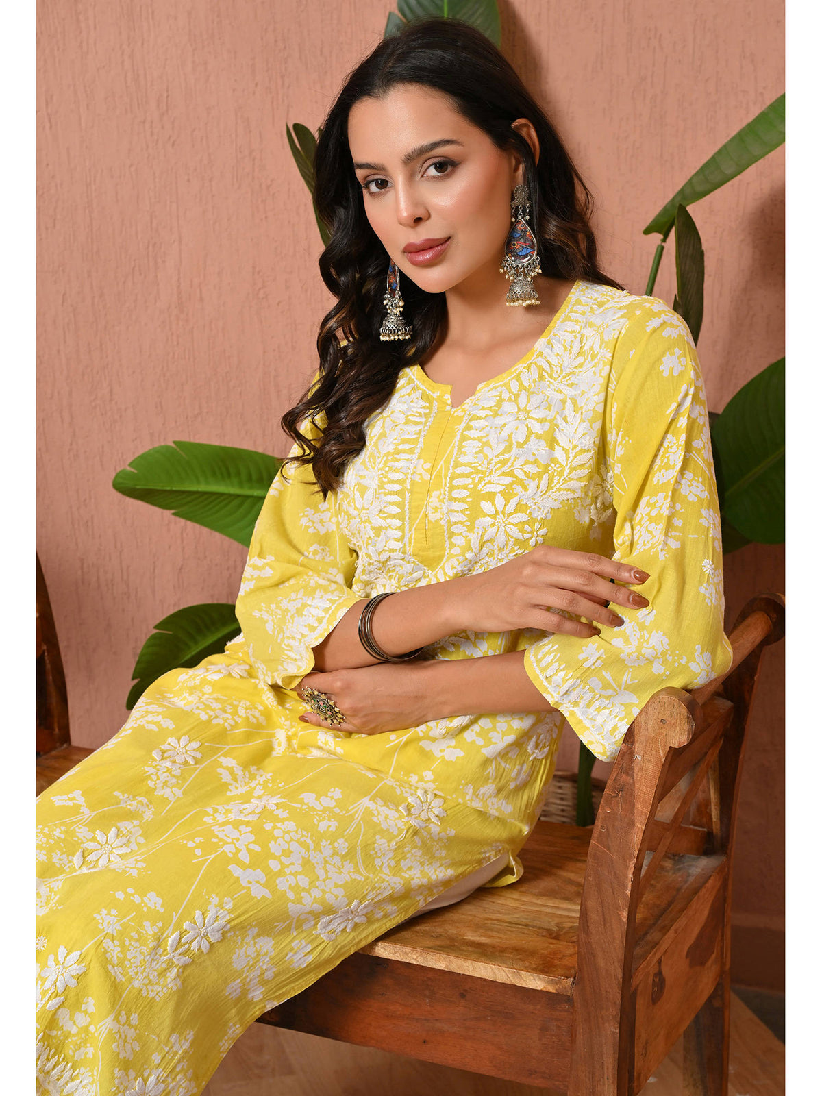 Women Blue Embroidered Mulmul Kurta | KDG - view 38