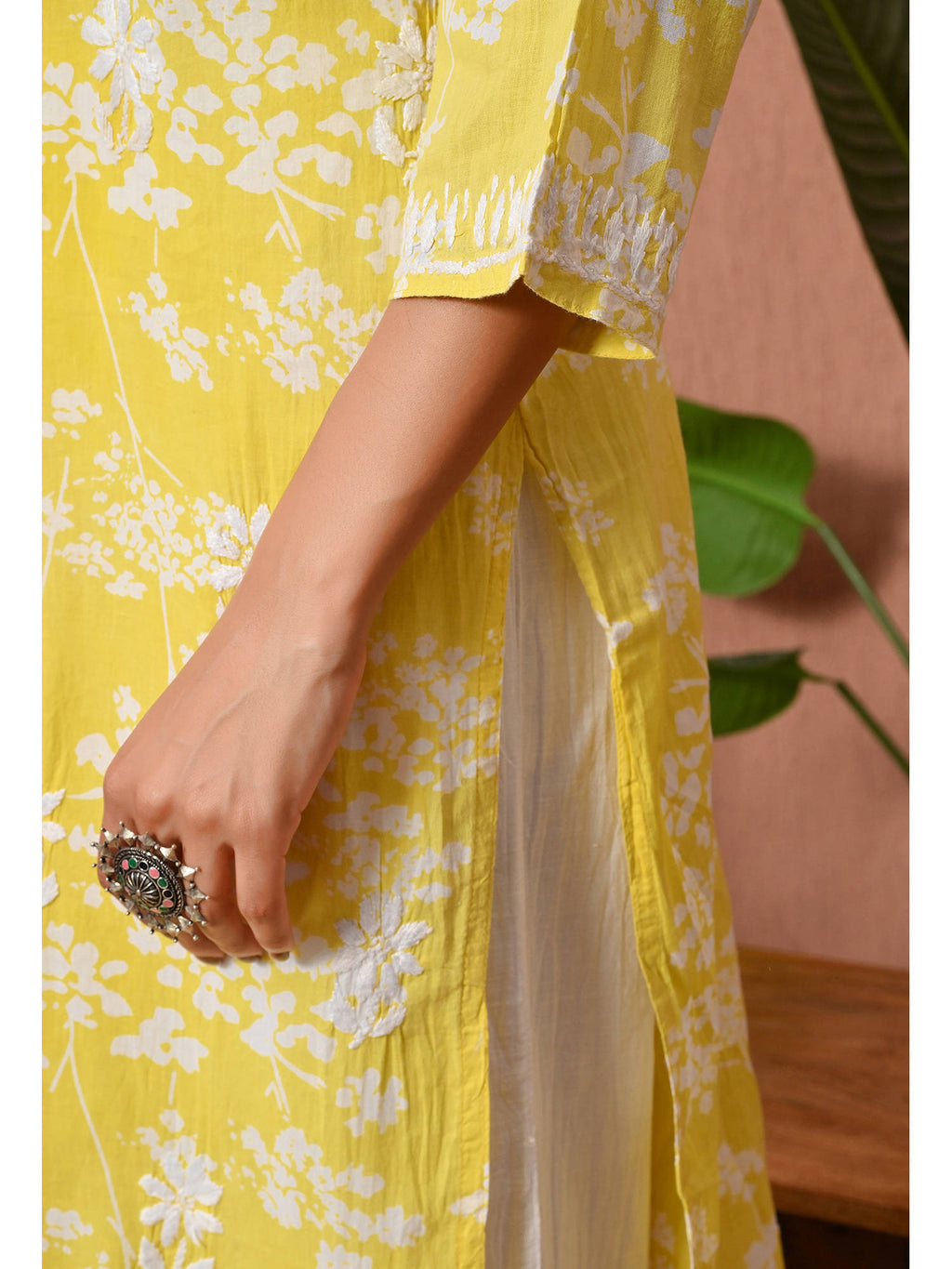 Women Blue Embroidered Mulmul Kurta | KDG - view 40
