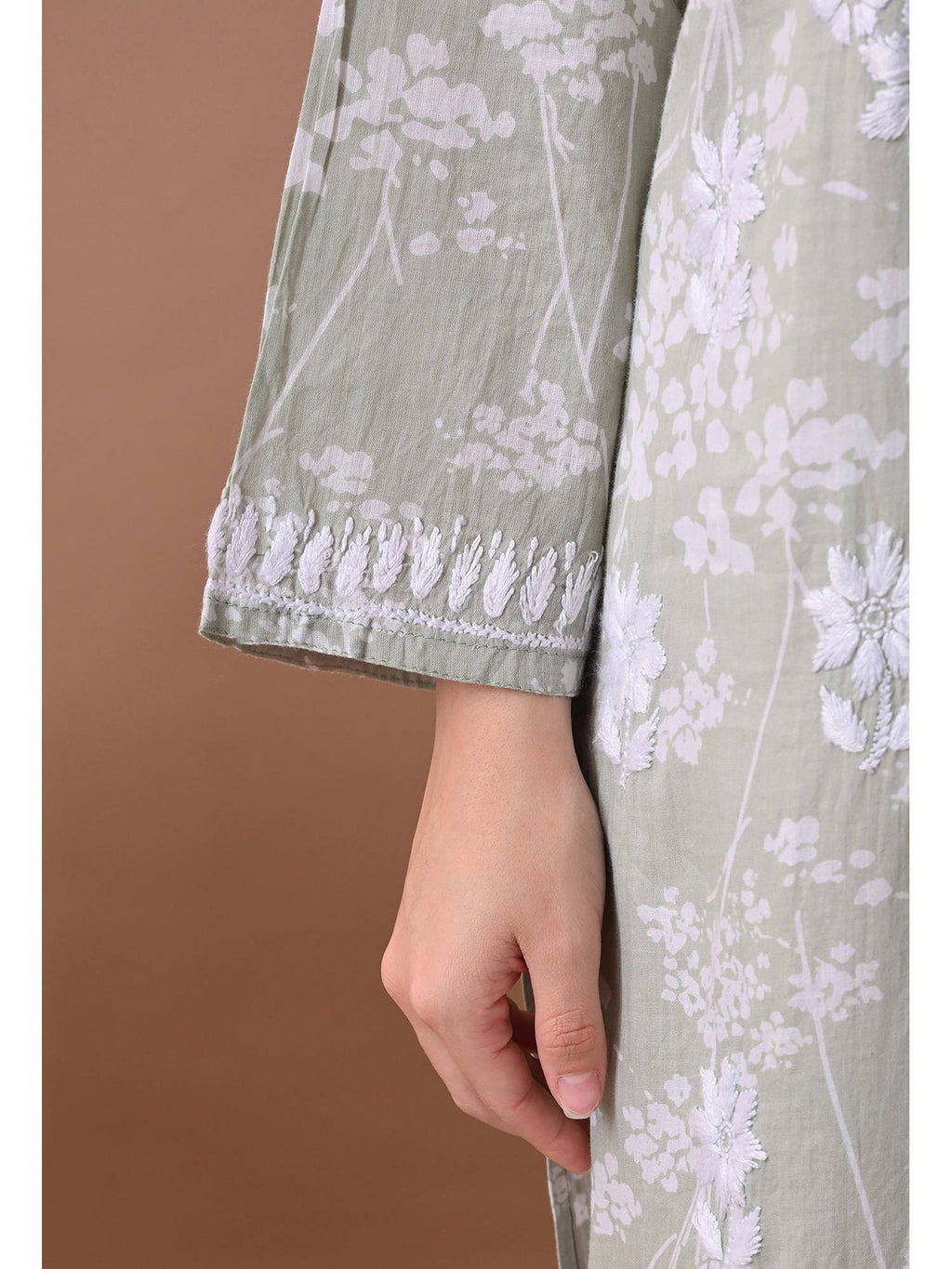 Women Blue Embroidered Mulmul Kurta | KDG - view 31