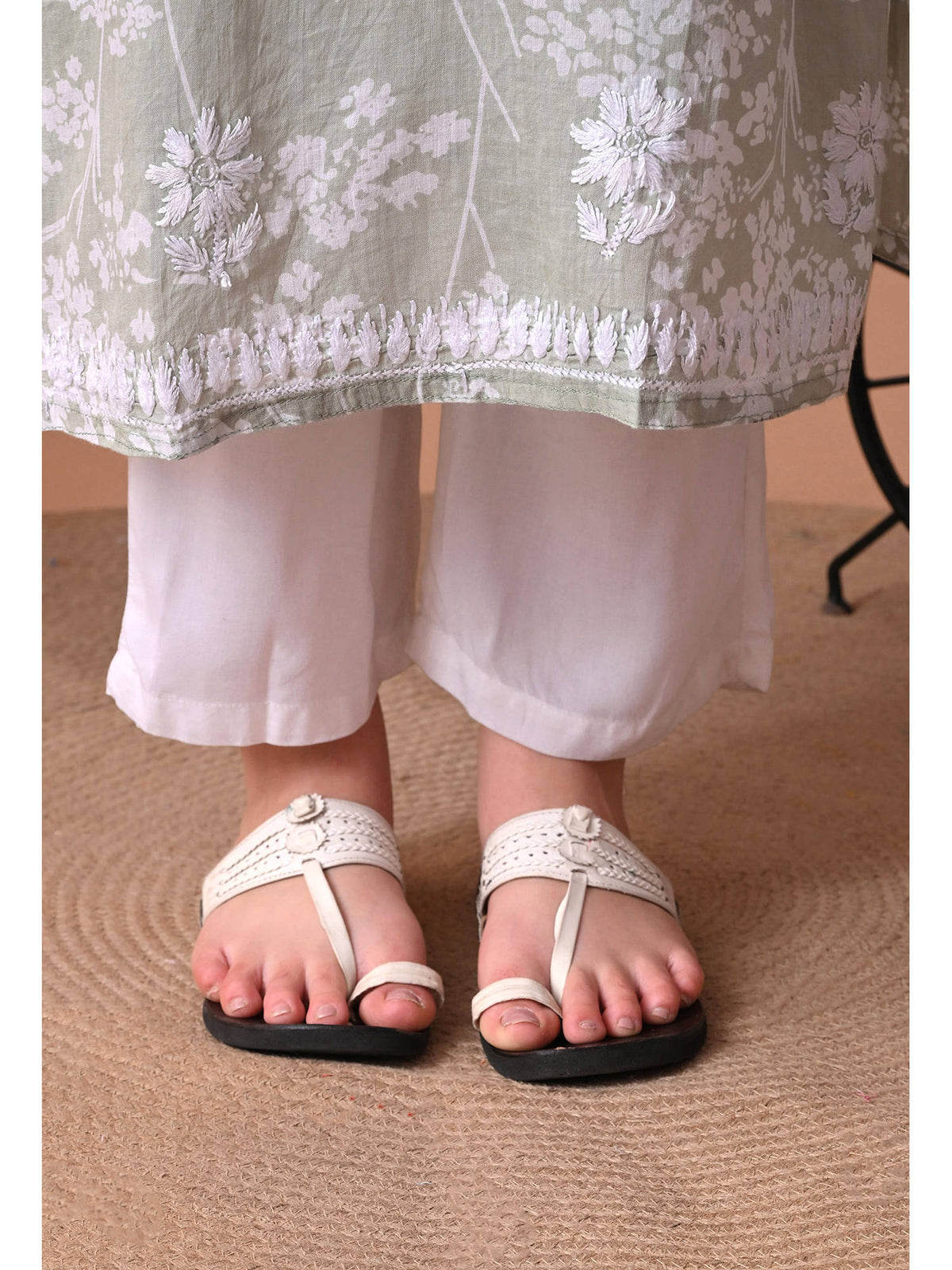 Women Blue Embroidered Mulmul Kurta | KDG - view 32