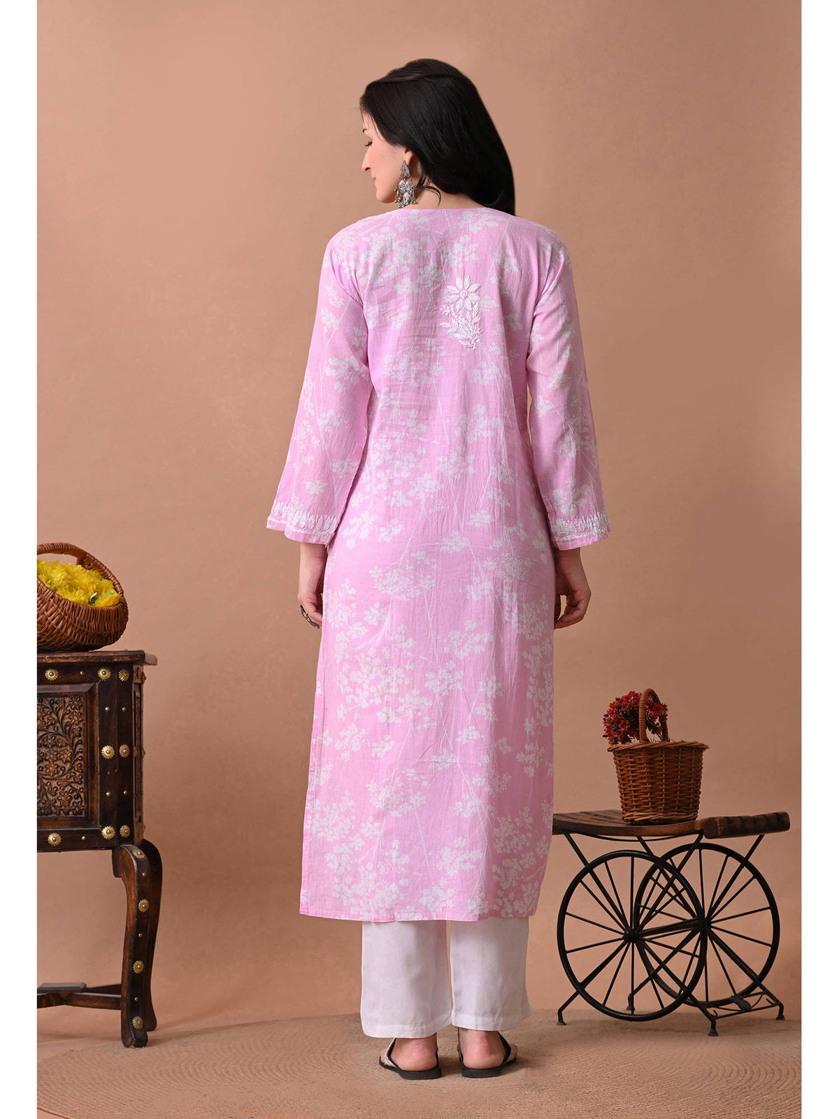 Women Blue Embroidered Mulmul Kurta | KDG - view 10