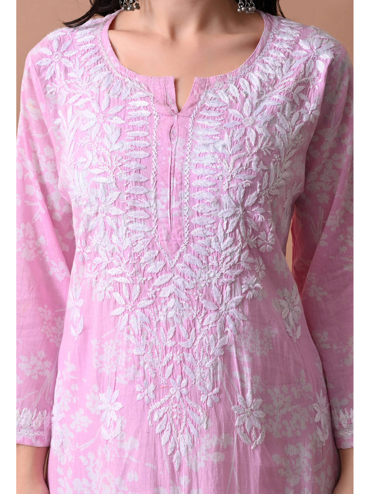 Women Blue Embroidered Mulmul Kurta | KDG - view 16