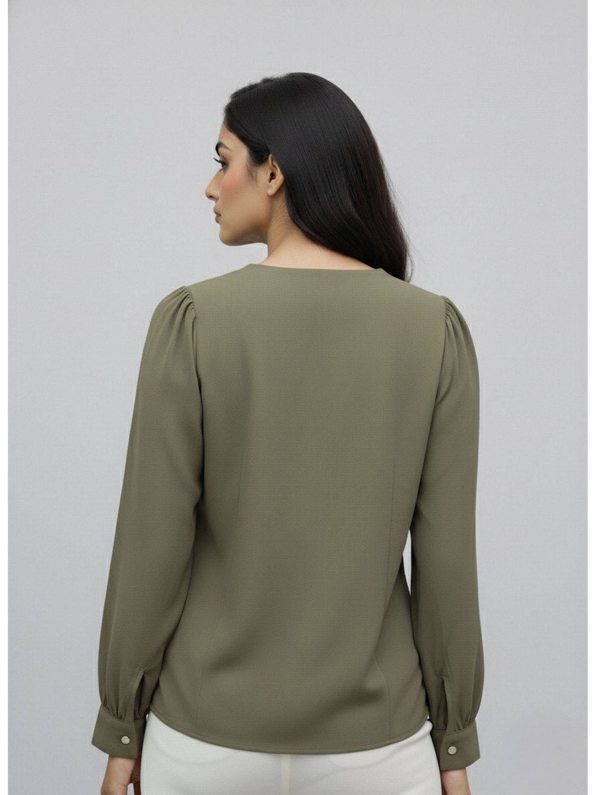 Women Brown Collared Contrast Embroidery Shirt | S67 - view 33