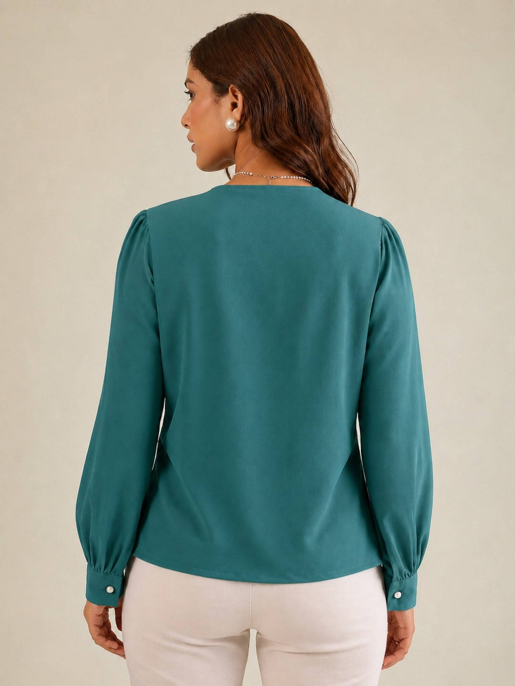 Women Blue Collared Contrast Embroidery Shirt | S67 - view 46