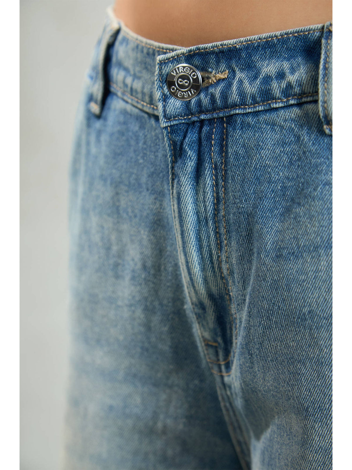 Women Cotton Full Length Solid Wide Blue Jeans | WL90 - view 5