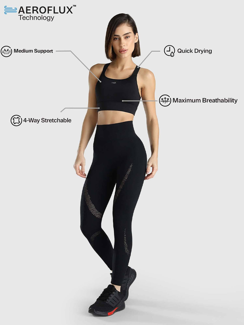 Women Black Cross-Back Sports Bra | sb09 - view 3