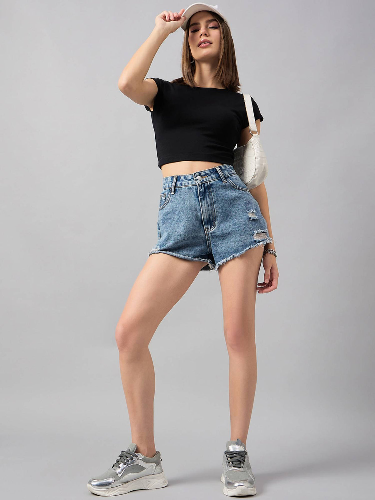 Women Black Cotton Crop Top | CT61 - view 5