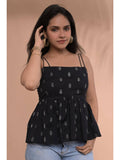 Raha Peplum Black Top | pt51 - view 1