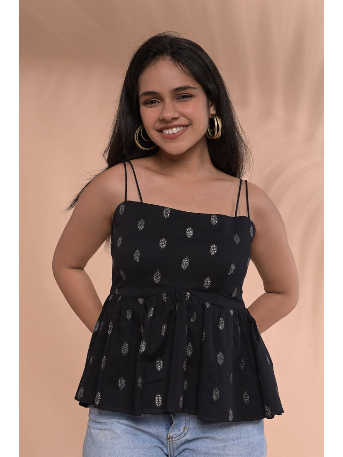 Raha Peplum Black Top | pt51 - view 4