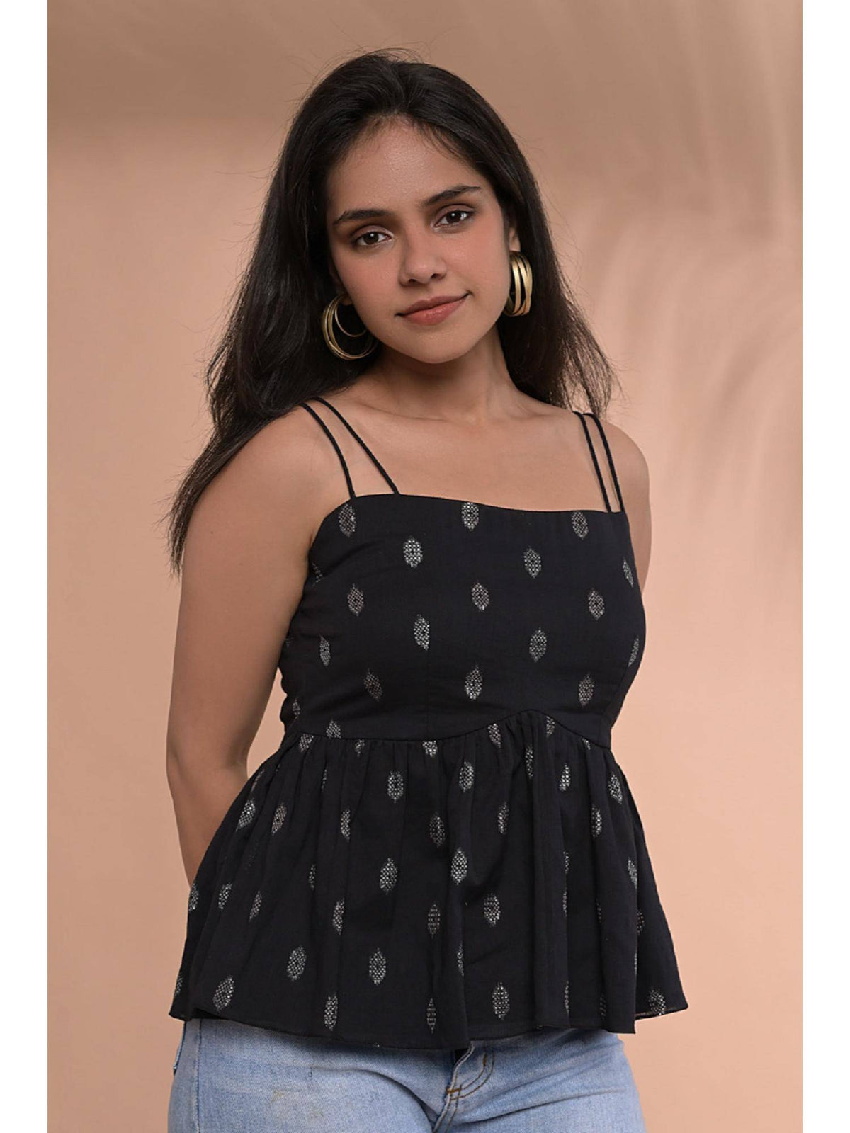 Raha Peplum Black Top | pt51 - view 5