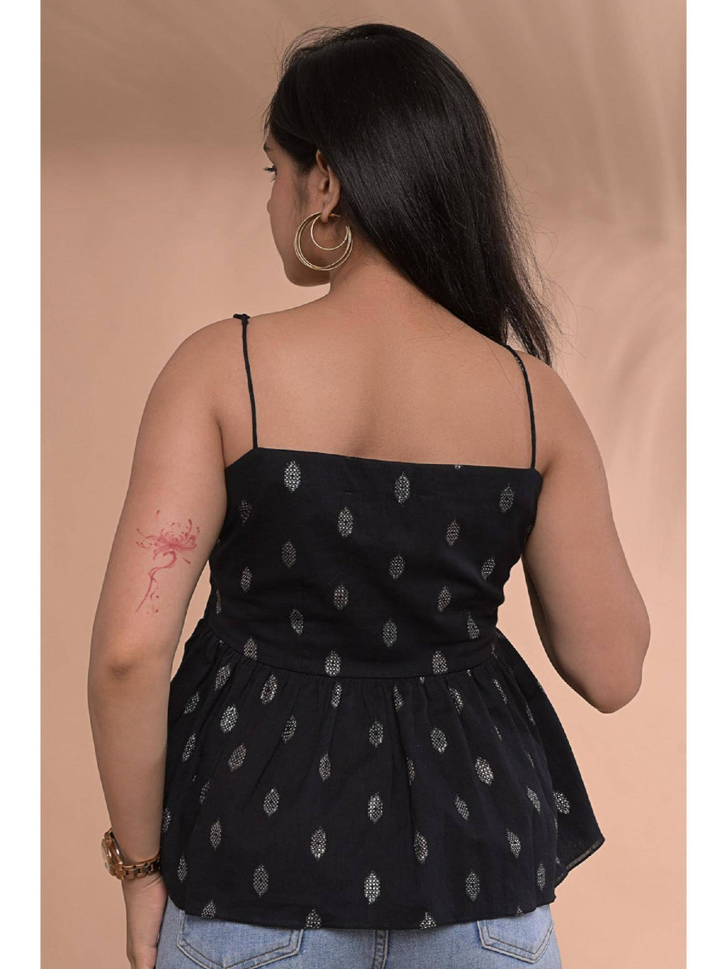Raha Peplum Black Top | pt51 - view 6