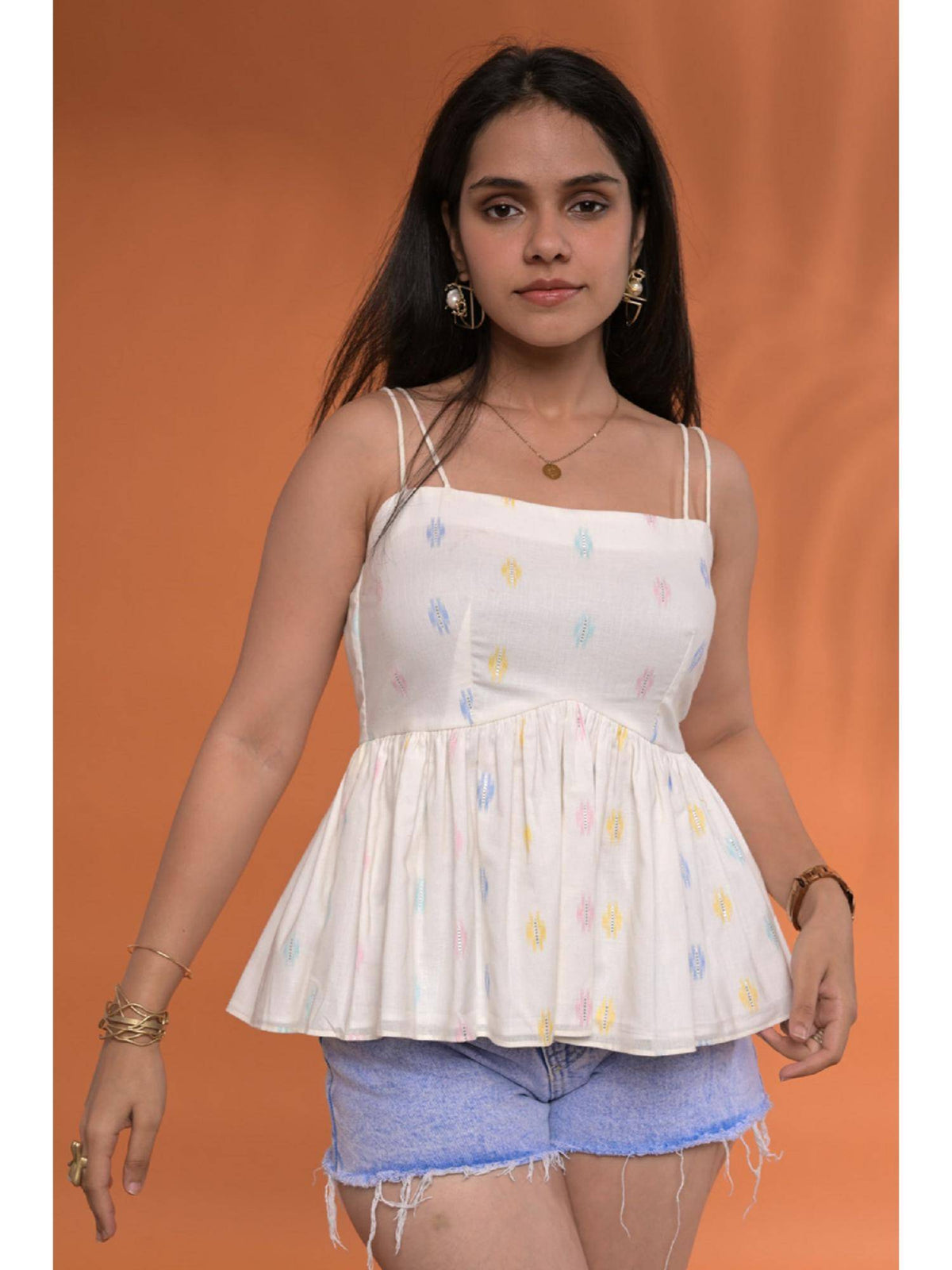 Raha Peplum White Top | pt51 - view 1