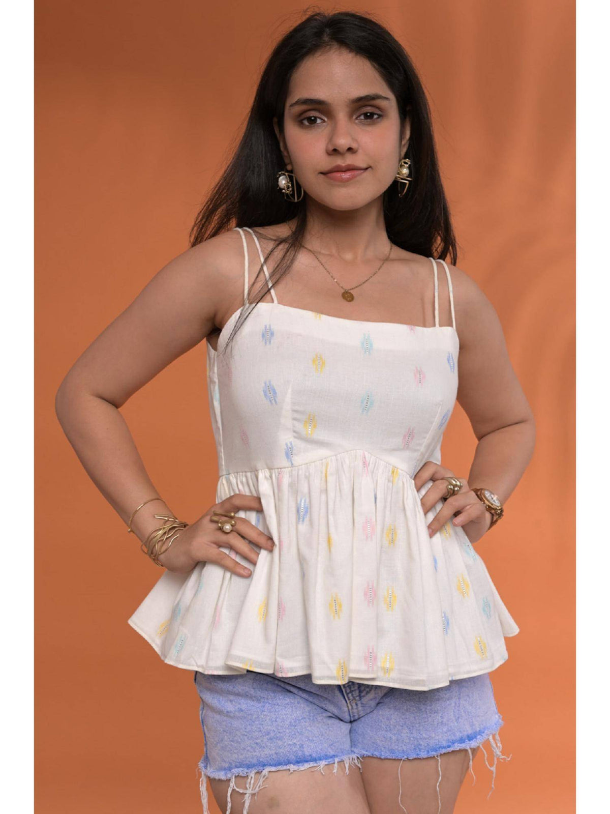 Raha Peplum White Top | pt51 - view 2
