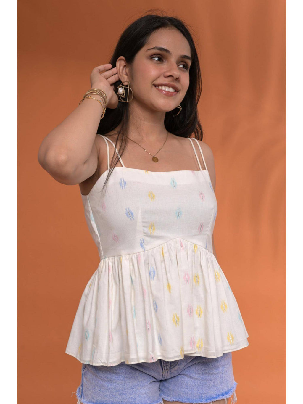 Raha Peplum White Top | pt51 - view 3