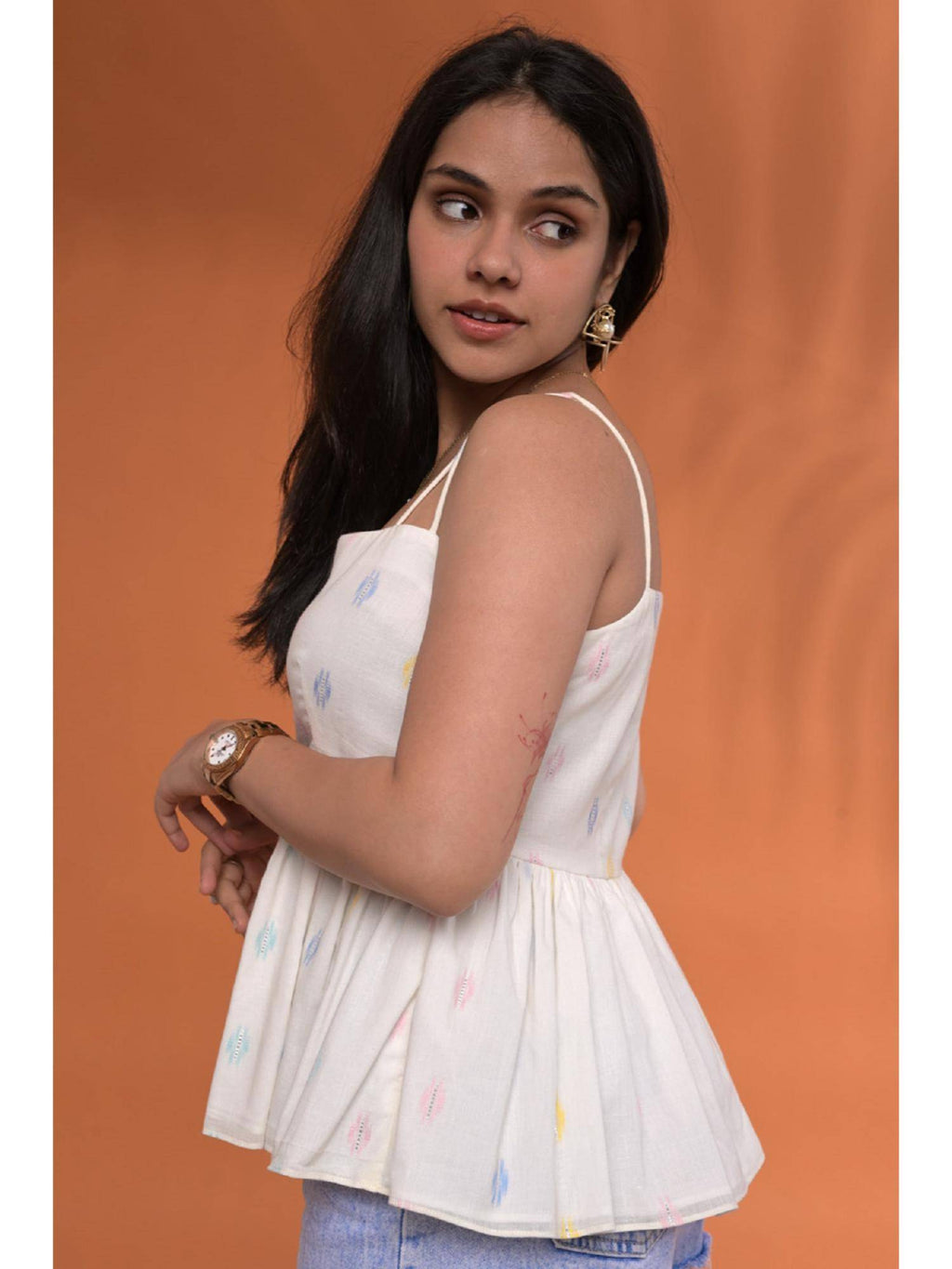 Raha Peplum White Top | pt51 - view 5