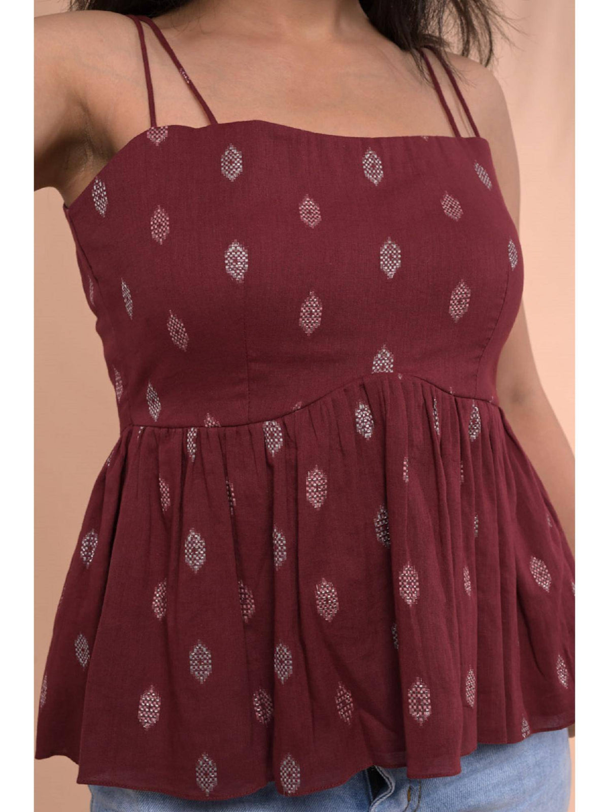 Raha Peplum Maroon Top | pt51 - view 4