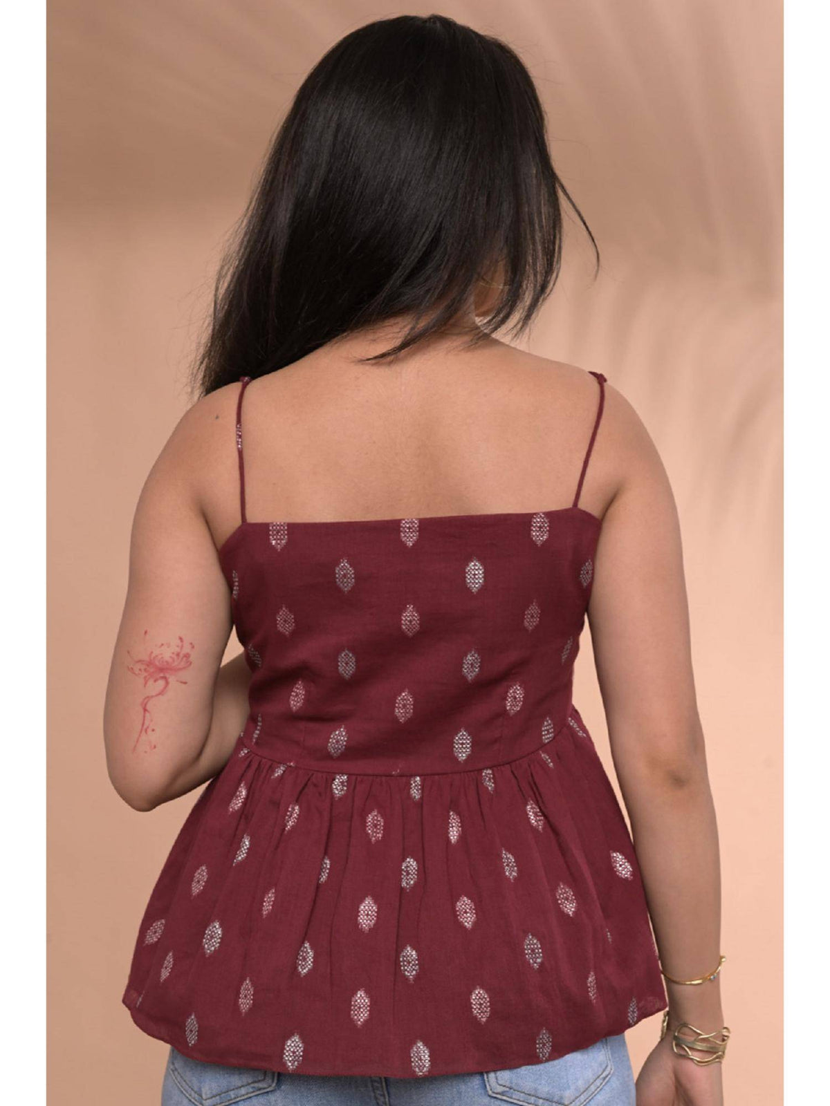 Raha Peplum Maroon Top | pt51 - view 5