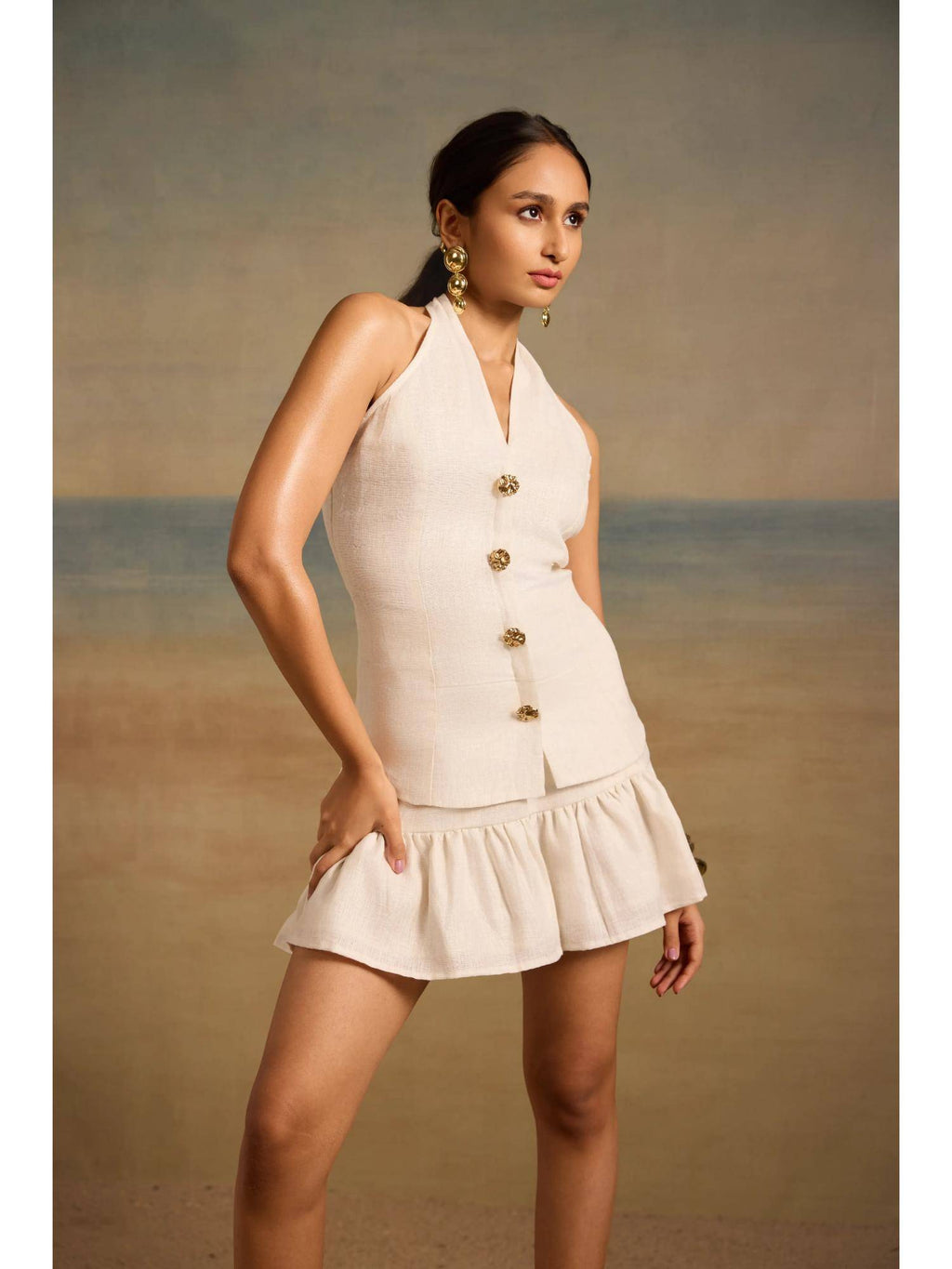 Alina Waist Top - Off White | HT67 - view 3