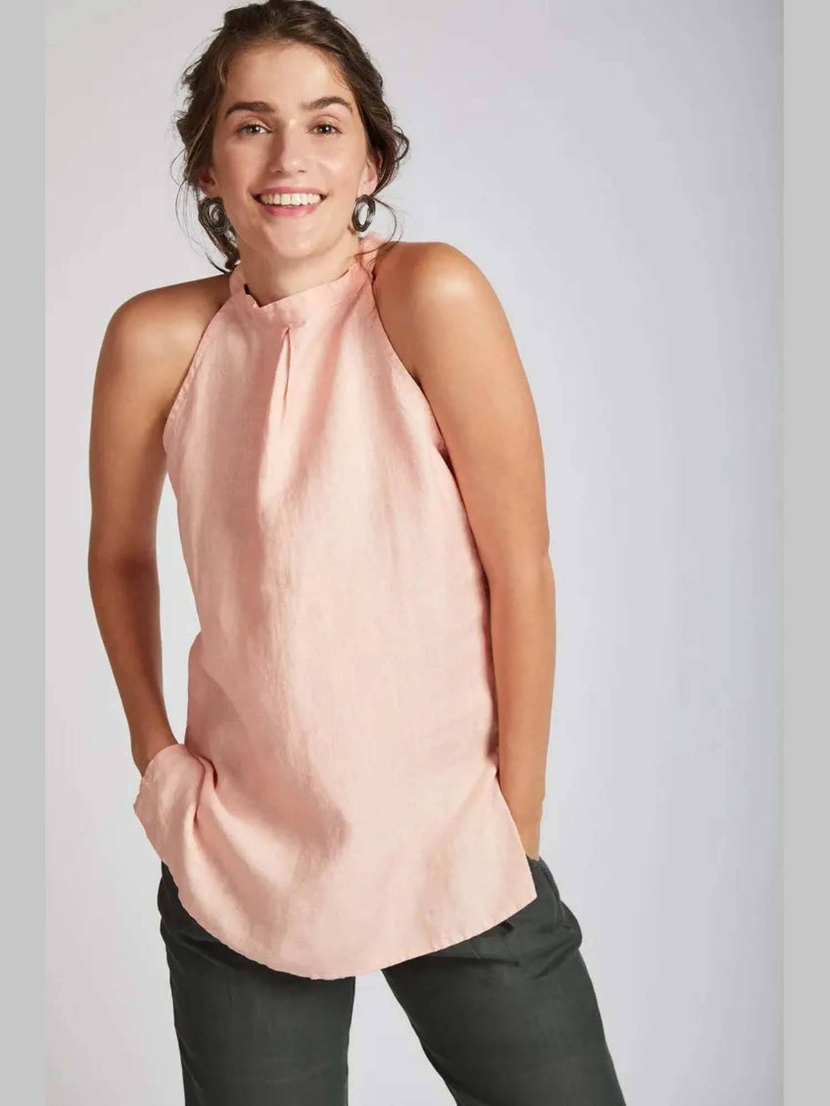 Peach Slim fit Tide Halter Top | HT67 - view 1