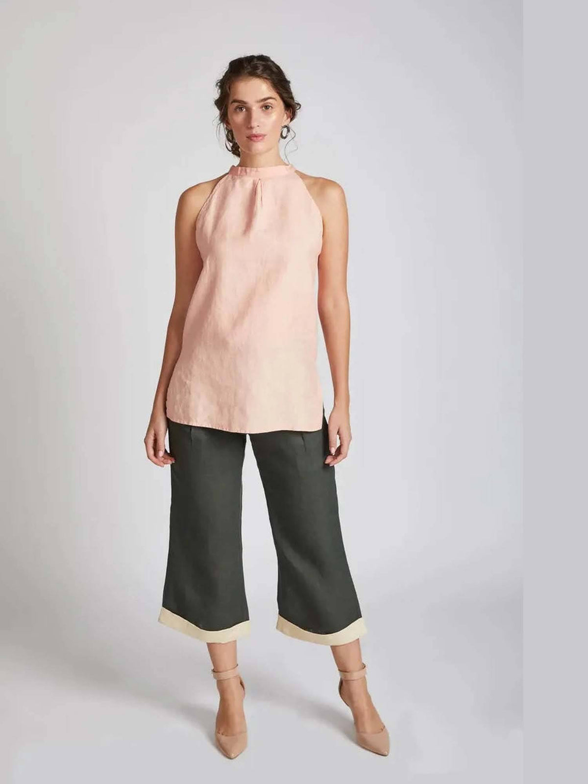 Peach Slim fit Tide Halter Top | HT67 - view 2