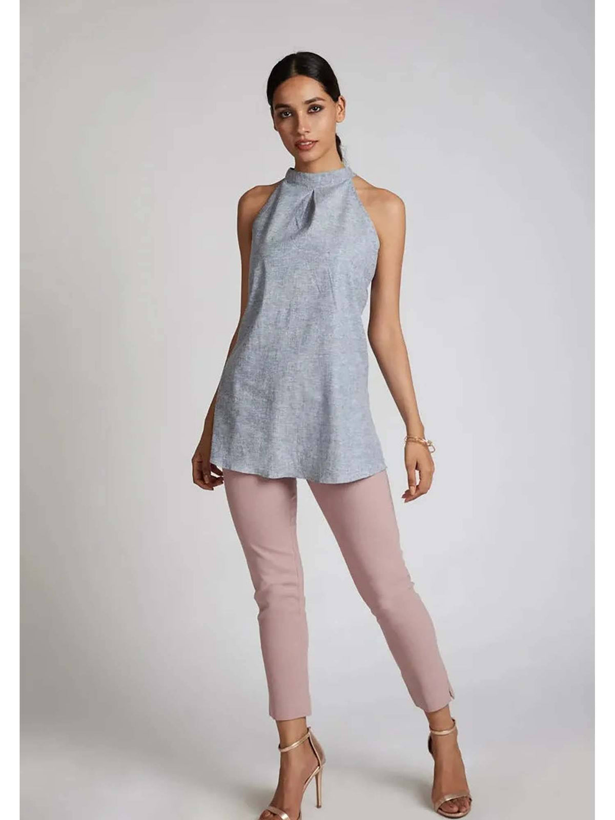 Peach Slim fit Tide Halter Top | HT67 - view 12