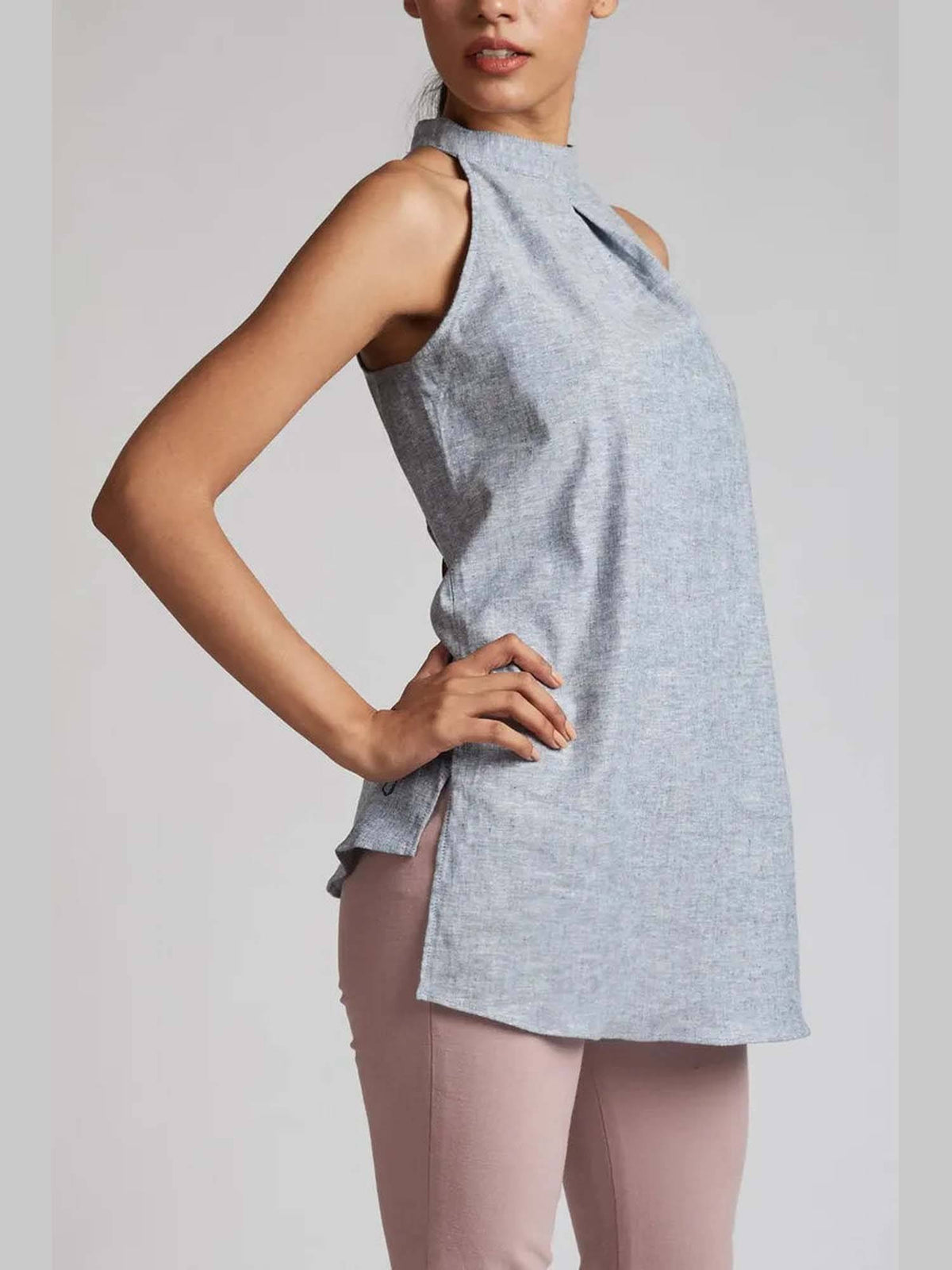 Blue Slim fit Tide Halter Top | HT67 - view 2