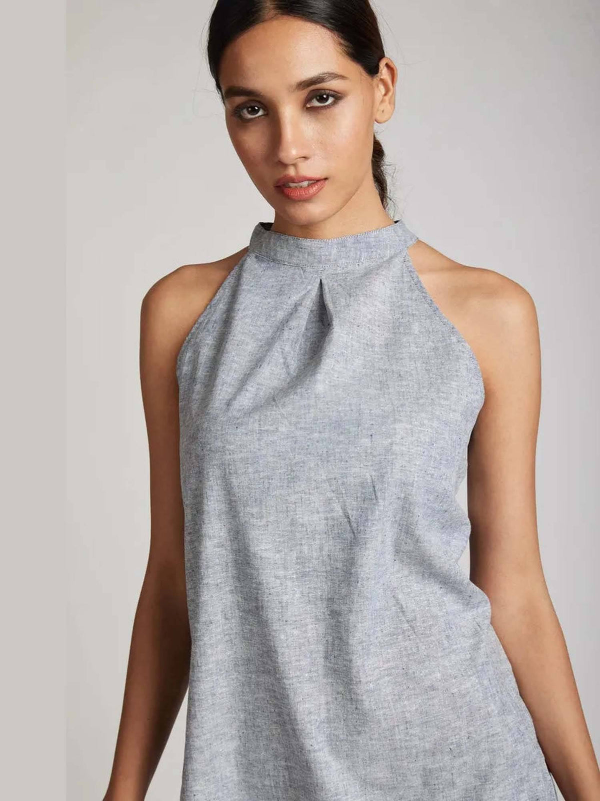 Blue Slim fit Tide Halter Top | HT67 - view 3