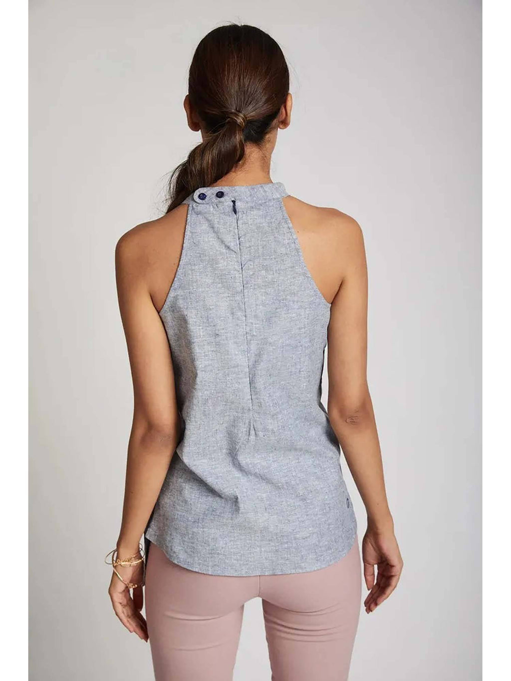 Blue Slim fit Tide Halter Top | HT67 - view 5