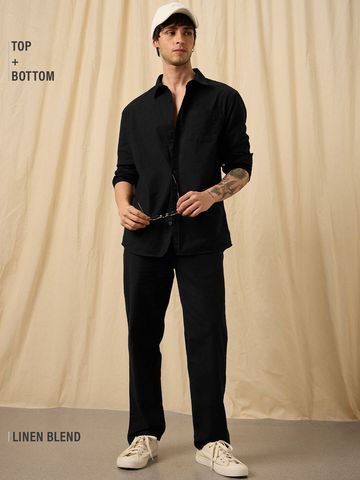 Cotton Linen Set: Black F56