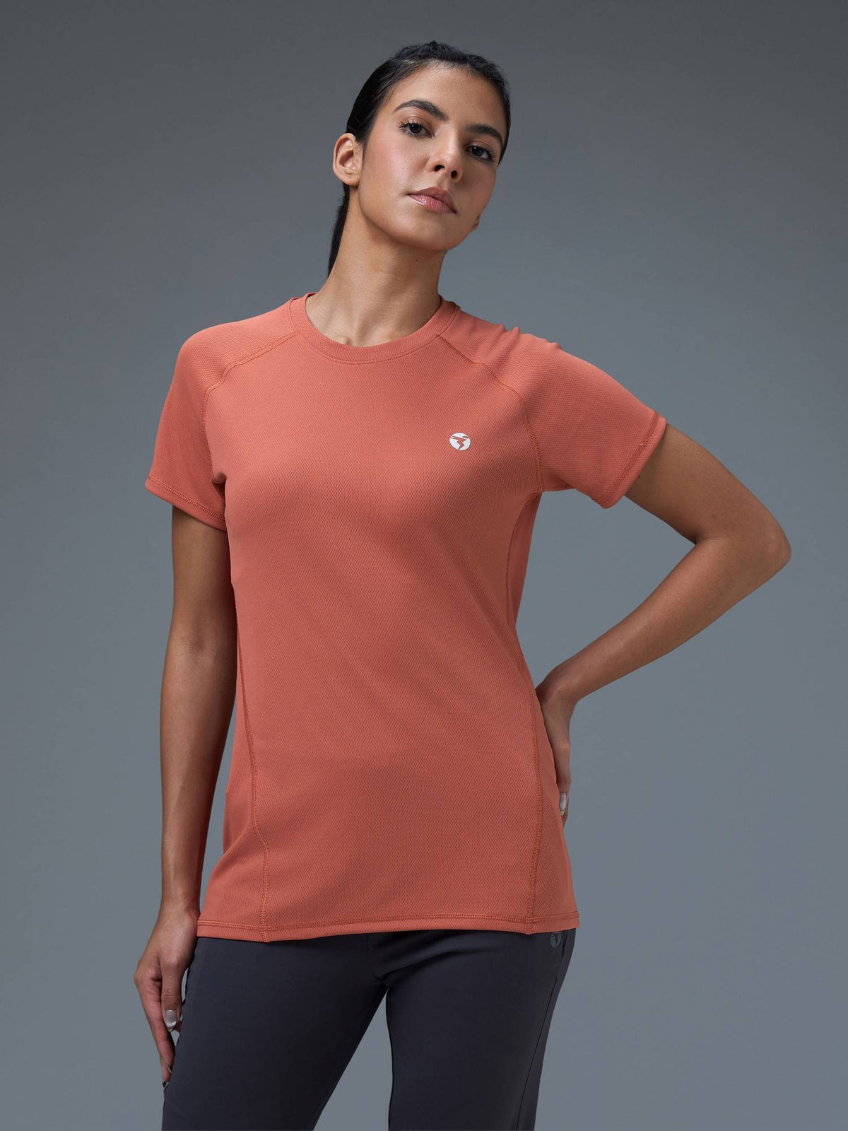 Women Slim Fit Round Neck Grey Sport T-Shirt | TT89 - view 15